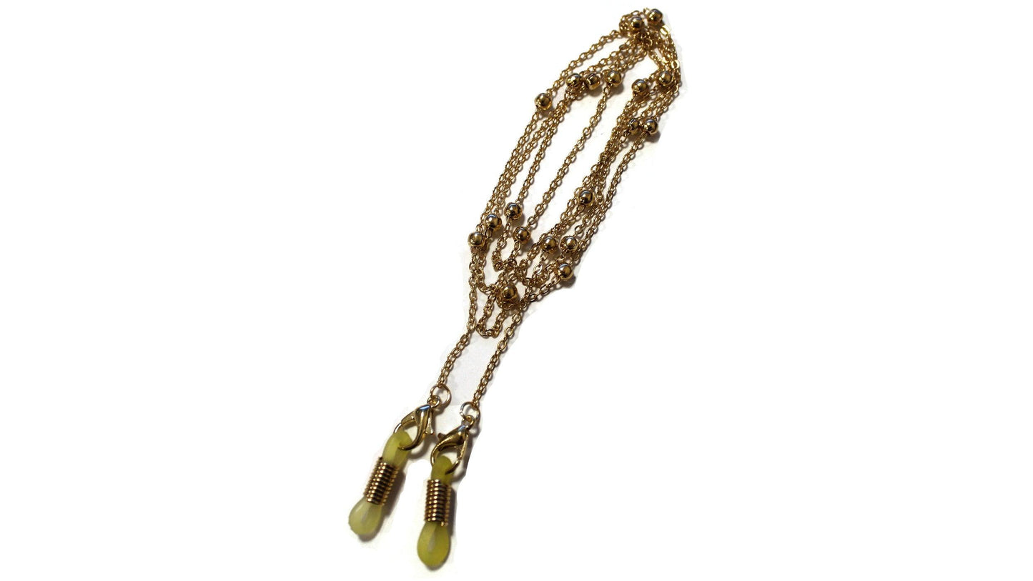SUNGLASSES CHAIN - Gold/Bead Curb Link - SLOANE Eyewear